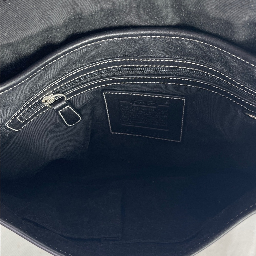 Coach Black Leather & Signature Fabric Shoulder Bag - Picture 7 of 10
